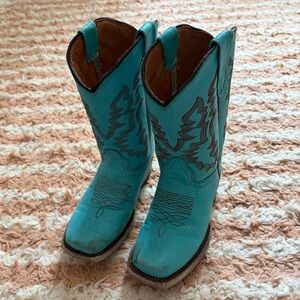 Turquoise Leather Western Cowboy Boots